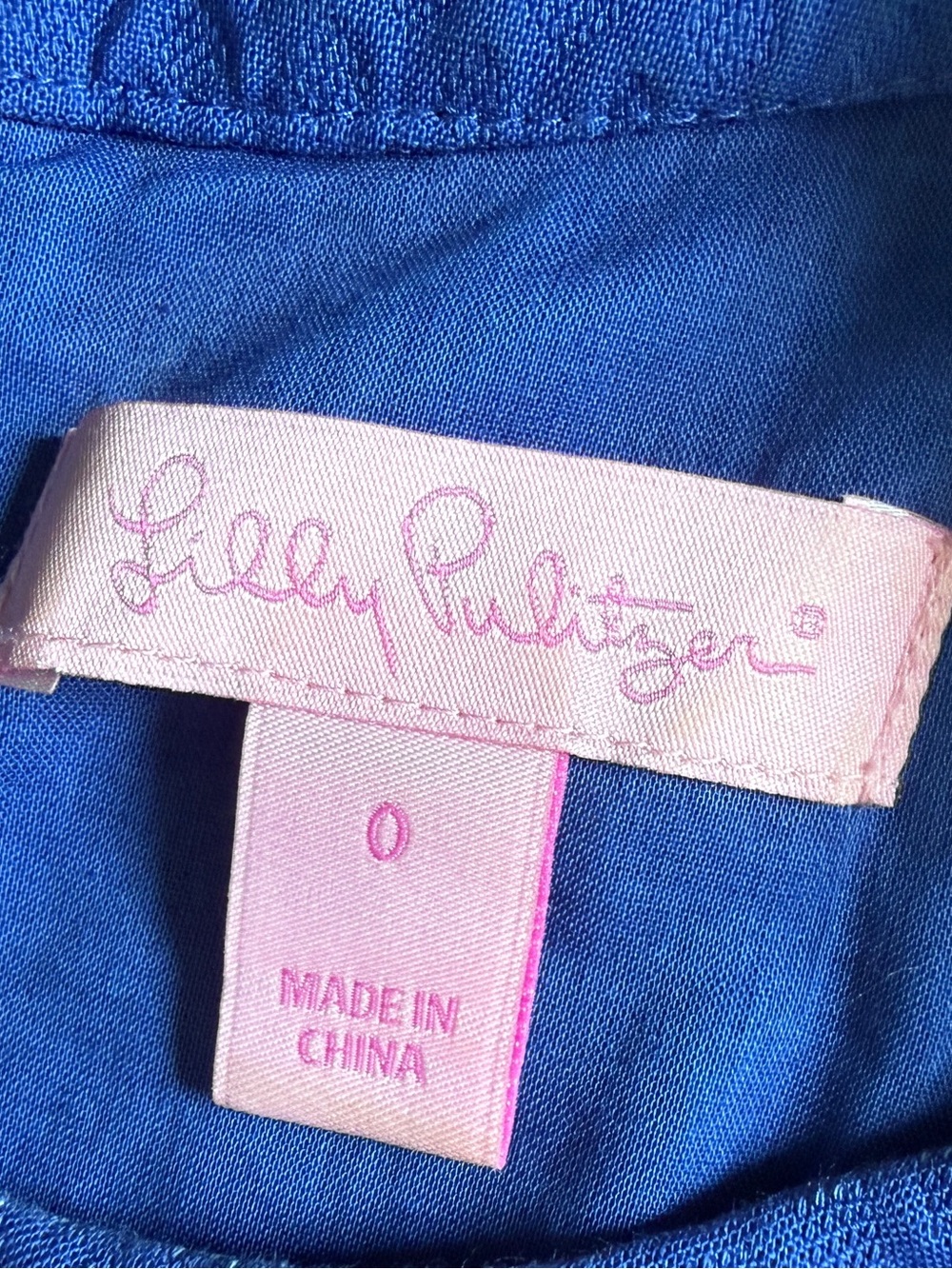 Lilly Pulitzer Blue Sleeveless Shift Dress White Embroidered Waist Size 0 - Picture 3 of 6
